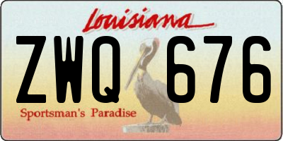 LA license plate ZWQ676