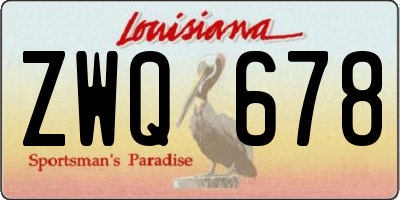 LA license plate ZWQ678