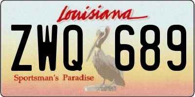 LA license plate ZWQ689