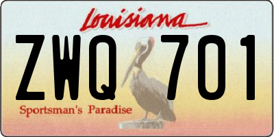 LA license plate ZWQ701