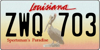 LA license plate ZWQ703
