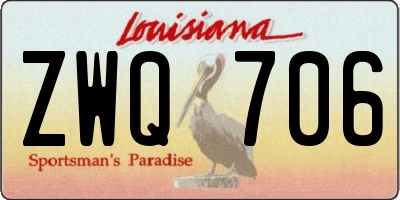 LA license plate ZWQ706