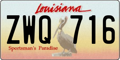 LA license plate ZWQ716