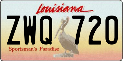 LA license plate ZWQ720