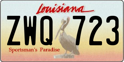 LA license plate ZWQ723