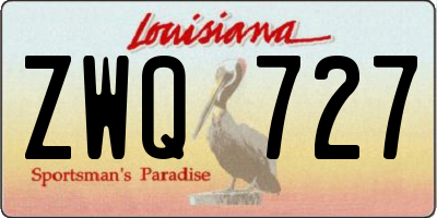 LA license plate ZWQ727