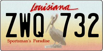 LA license plate ZWQ732