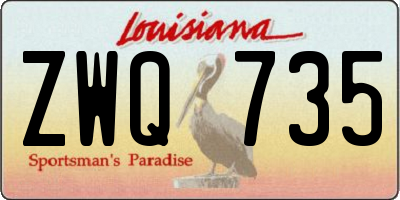 LA license plate ZWQ735