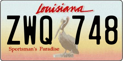 LA license plate ZWQ748