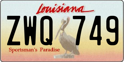 LA license plate ZWQ749