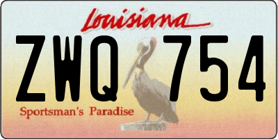 LA license plate ZWQ754