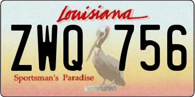 LA license plate ZWQ756