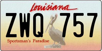 LA license plate ZWQ757