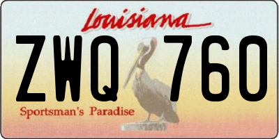 LA license plate ZWQ760