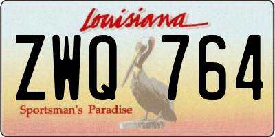 LA license plate ZWQ764