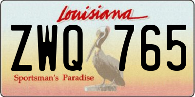 LA license plate ZWQ765