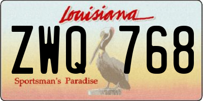 LA license plate ZWQ768