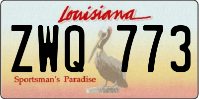 LA license plate ZWQ773