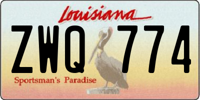 LA license plate ZWQ774