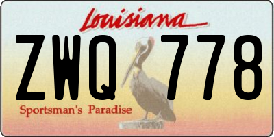 LA license plate ZWQ778