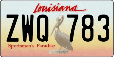 LA license plate ZWQ783