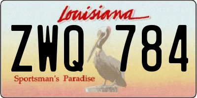 LA license plate ZWQ784