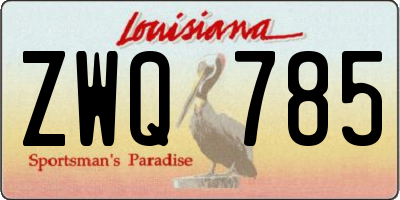 LA license plate ZWQ785