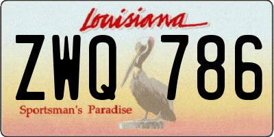 LA license plate ZWQ786