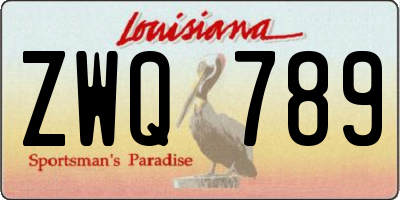 LA license plate ZWQ789