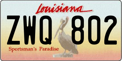 LA license plate ZWQ802