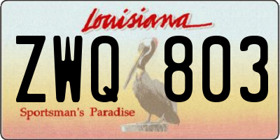 LA license plate ZWQ803