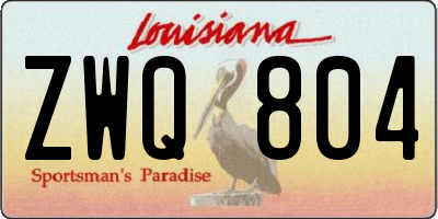 LA license plate ZWQ804