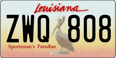 LA license plate ZWQ808