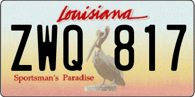 LA license plate ZWQ817