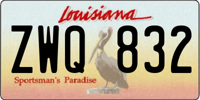 LA license plate ZWQ832