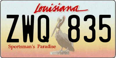 LA license plate ZWQ835