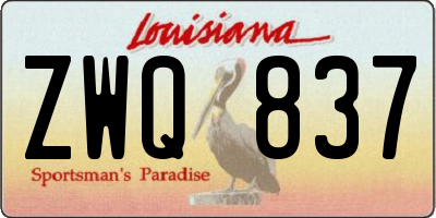 LA license plate ZWQ837