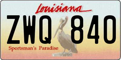 LA license plate ZWQ840