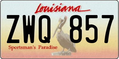 LA license plate ZWQ857