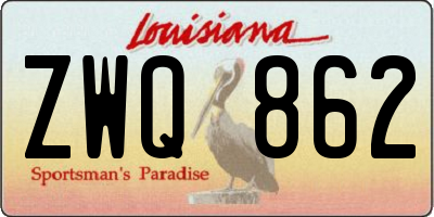 LA license plate ZWQ862