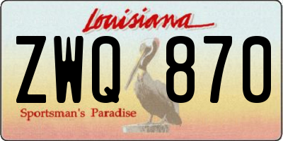 LA license plate ZWQ870