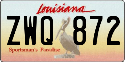 LA license plate ZWQ872