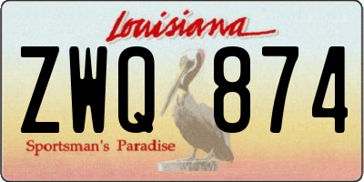 LA license plate ZWQ874