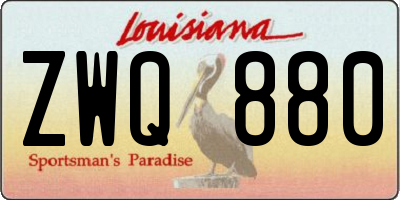 LA license plate ZWQ880