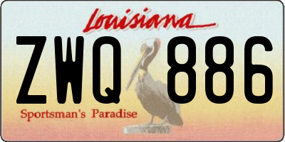 LA license plate ZWQ886