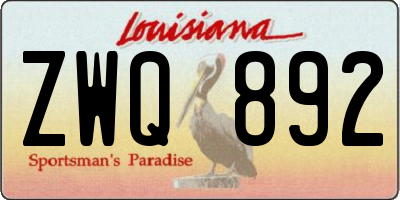 LA license plate ZWQ892