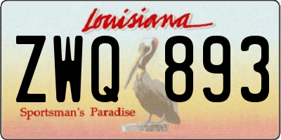 LA license plate ZWQ893