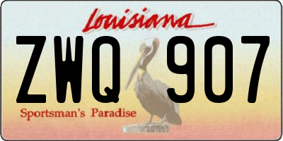 LA license plate ZWQ907