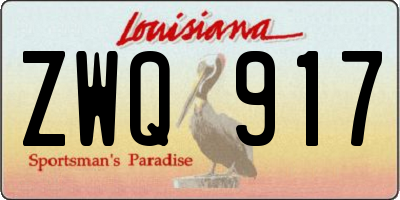 LA license plate ZWQ917