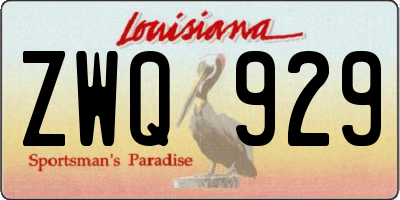 LA license plate ZWQ929